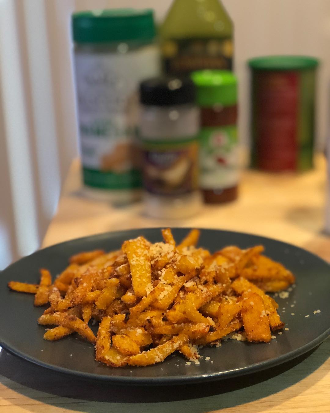 Today I made pumpkin fries! Since Google says pumpkin has 8 g of carbs per cup, this is a great alternative to your regular french fries. I’m going to have to play around with the recipe a little bit more because they didn’t come out as crispy as I would’ve liked them to, but they still tasted awesome; which I was surprised!Finding pumpkin this time of year was a little bit difficult but when I walked in the whole foods they had baking pumpkins sitting there. I grabbed a medium size one and was able to make pumpkin fries out of half of it, pumpkin cheesecake out of the other half, and pumpkin seeds I roasted. Pretty cool to use the entire pumpkin to make a bunch of keto treats!
——
I cut half of the pumpkin after peeling it, into fries. I soaked them in water overnight, I dried them with a paper towel and then I dusted a couple teaspoons of cornstarch on the whole entire batch in a big ziplock bag to hopefully help it be crispier out of the oven. I laid them on parchment paper not touching each other and then put them in the over at 425 for 15 minutes flipping them about halfway through. After I pulled them out of the over, I dusted them with salt and grated Parmesan; yum